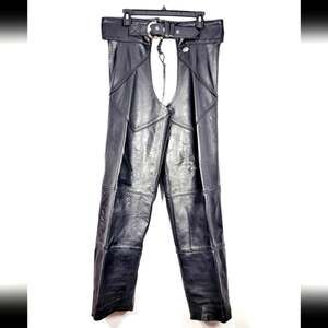 Vintage Harley-Davidson Mens' Leather Black Chaps Pants Size L